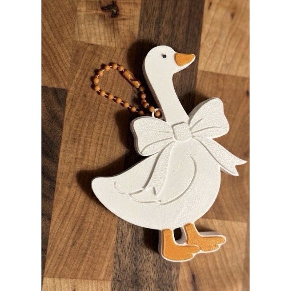 Vintage Goose Style White Bow Can Pop Top Keychain Nail Saver 3D Print